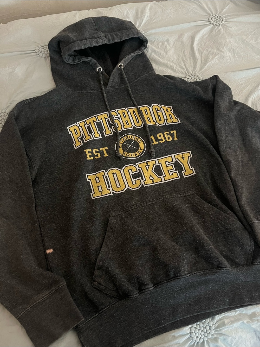 Pittsburgh Hockey Gray Graphic Hoodie
